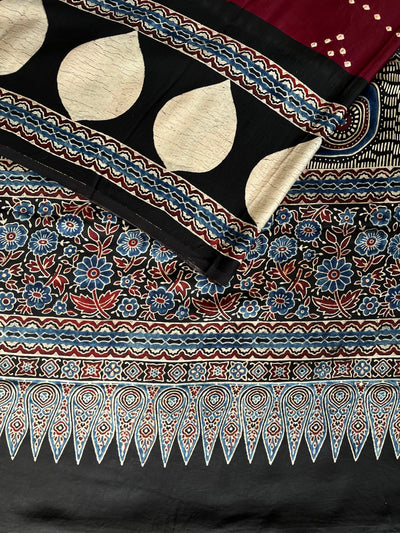 Meera : HANDMADE BANDHANI AJRAKH MODAL SILK SAREE