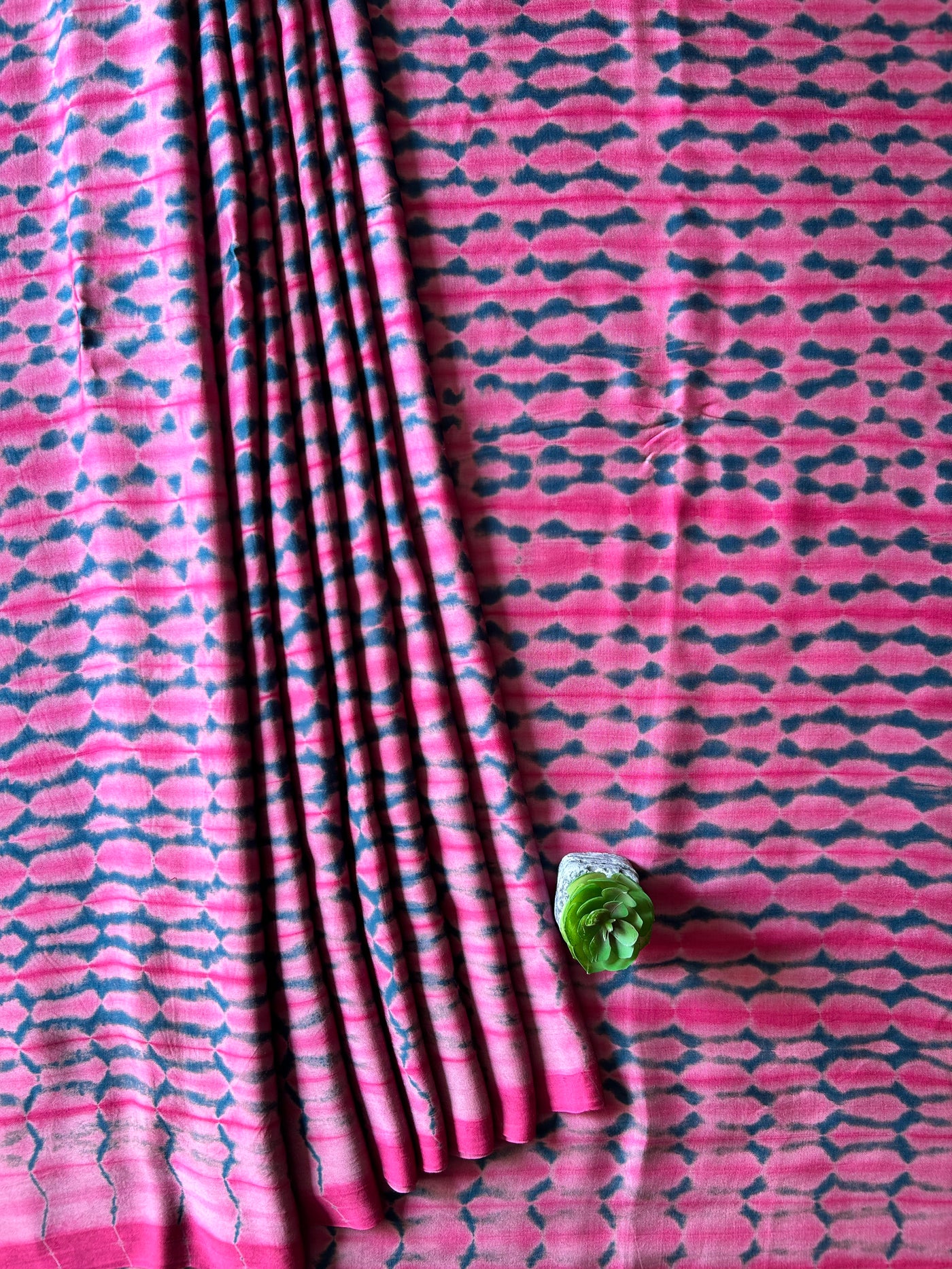 PINK CANDY: HANDMADE TIE&DYE MODAL SILK SAREE WITH TISSUE PALLU