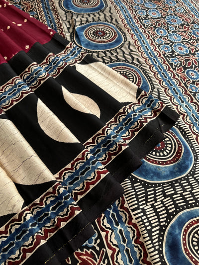 Meera : HANDMADE BANDHANI AJRAKH MODAL SILK SAREE