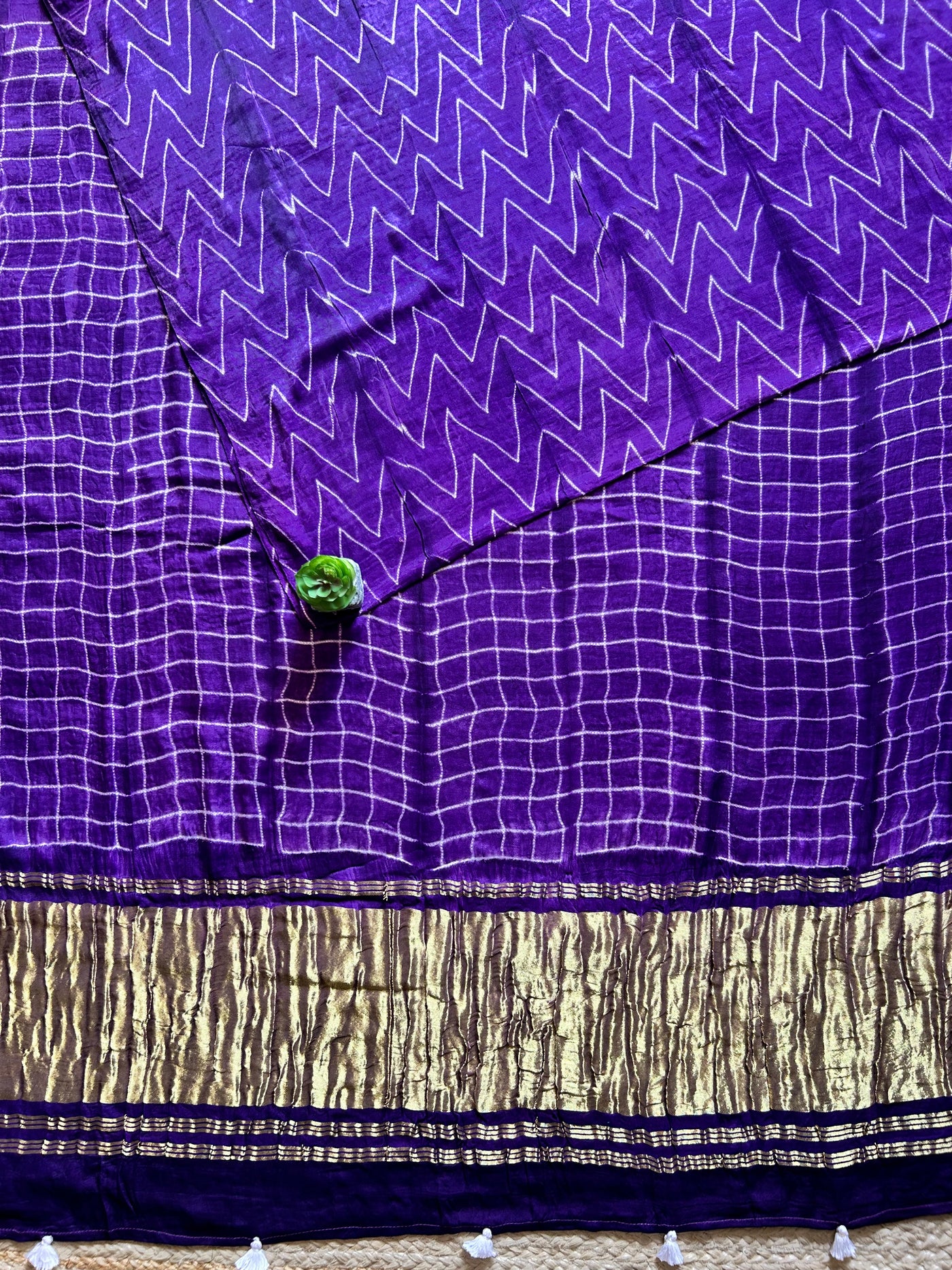 VAIBHAVI: VIOLET,HANDMADE NUI SHIBORI MODAL SILK DESIGNER SAREE