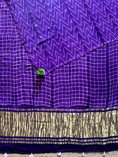 VAIBHAVI: VIOLET,HANDMADE NUI SHIBORI MODAL SILK DESIGNER SAREE