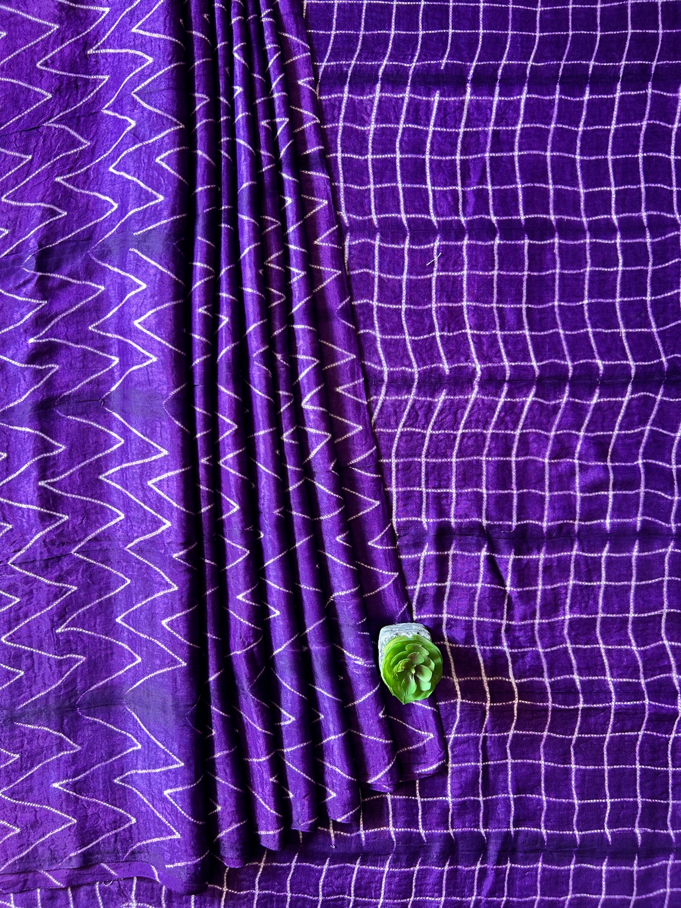 VAIBHAVI: VIOLET,HANDMADE NUI SHIBORI MODAL SILK DESIGNER SAREE