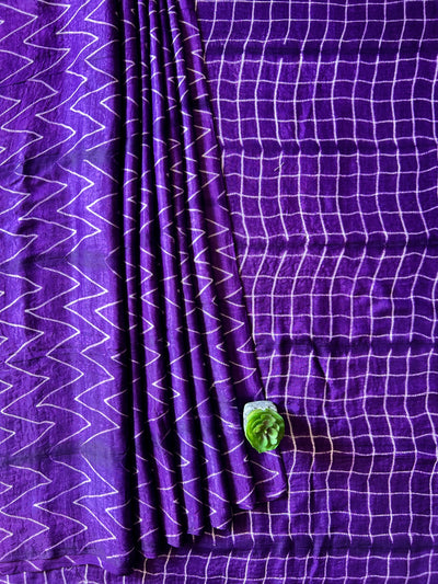 VAIBHAVI: VIOLET,HANDMADE NUI SHIBORI MODAL SILK DESIGNER SAREE