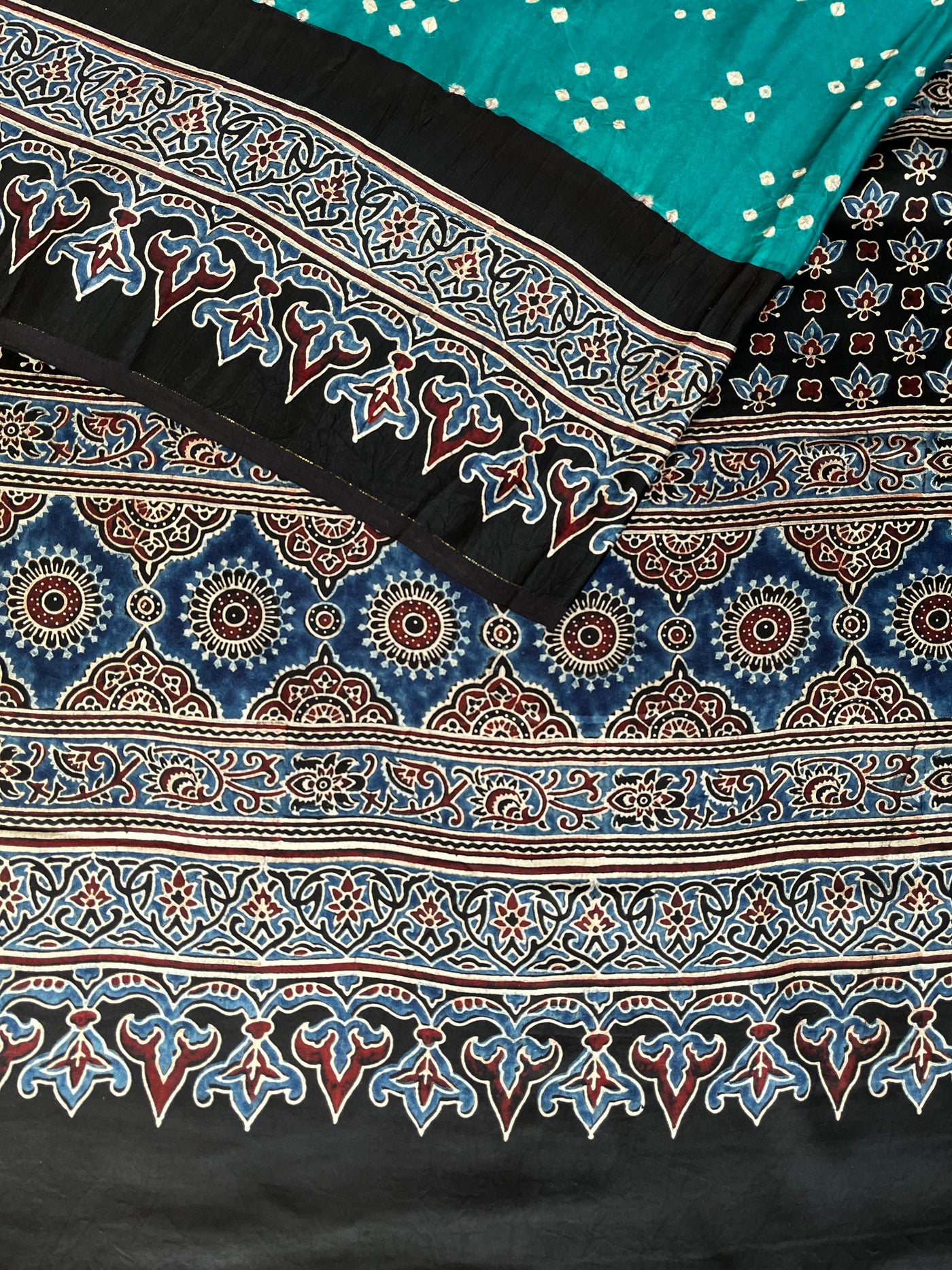 Ruhu: AJRAKH BANDHEJ MODAL SILK SAREE