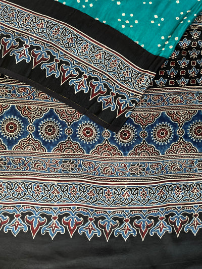Ruhu: AJRAKH BANDHEJ MODAL SILK SAREE
