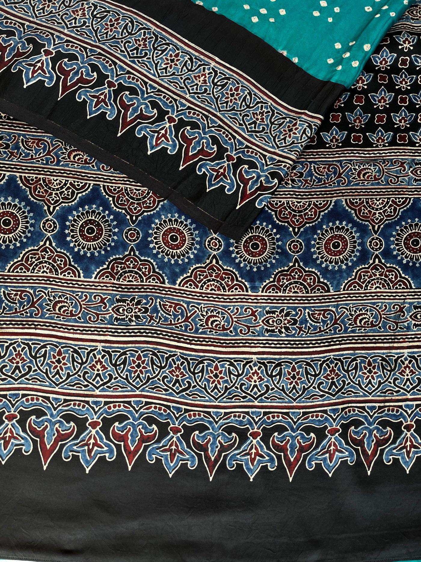 Ruhu: AJRAKH BANDHEJ MODAL SILK SAREE