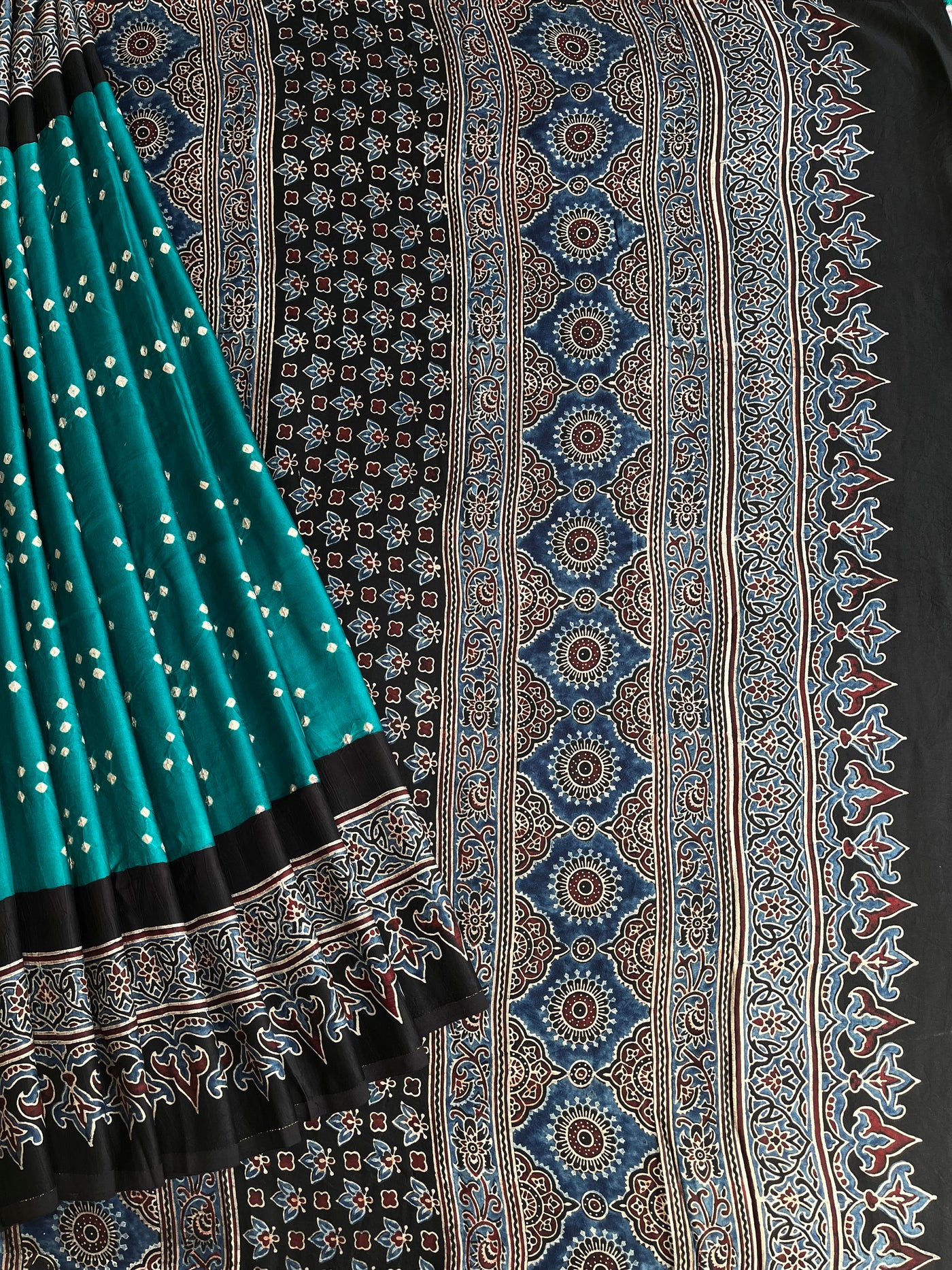 Ruhu: AJRAKH BANDHEJ MODAL SILK SAREE