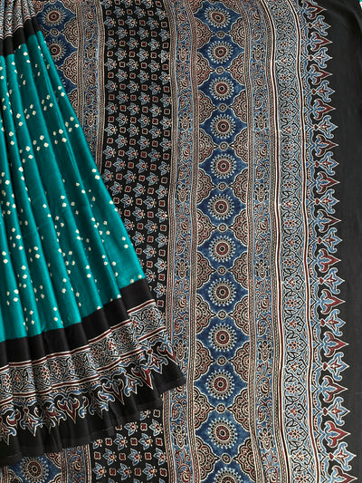Ruhu: AJRAKH BANDHEJ MODAL SILK SAREE