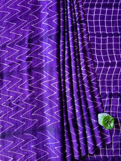 VAIBHAVI: VIOLET,HANDMADE NUI SHIBORI MODAL SILK DESIGNER SAREE