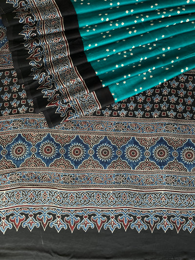 Ruhu: AJRAKH BANDHEJ MODAL SILK SAREE