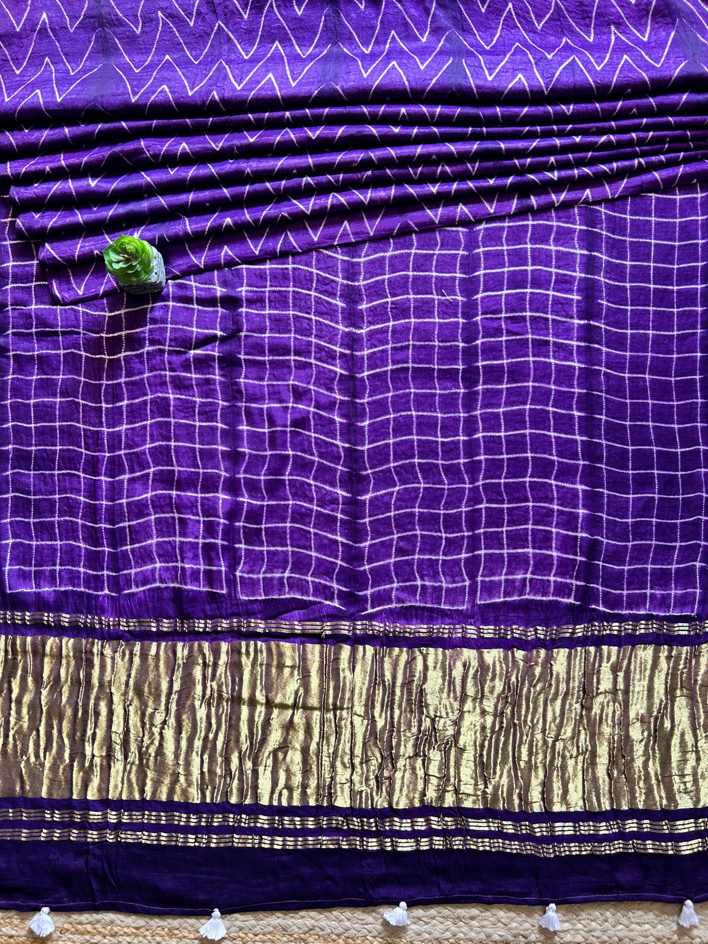 VAIBHAVI: VIOLET,HANDMADE NUI SHIBORI MODAL SILK DESIGNER SAREE
