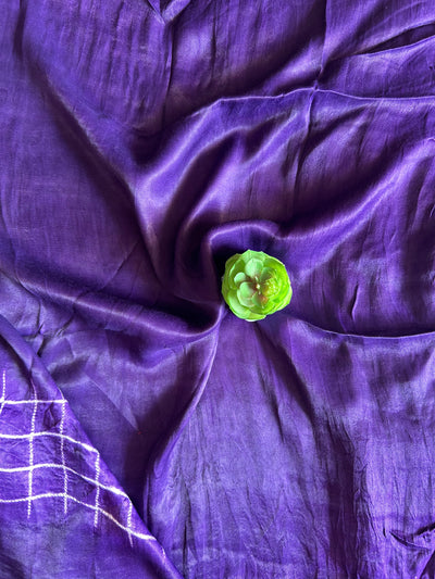VAIBHAVI: VIOLET,HANDMADE NUI SHIBORI MODAL SILK DESIGNER SAREE