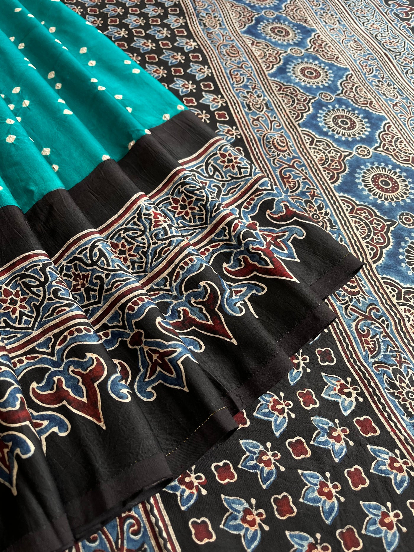 Ruhu: AJRAKH BANDHEJ MODAL SILK SAREE