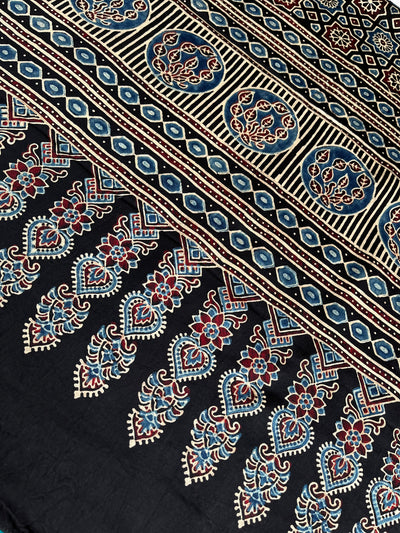 Hari Sari:HANDMADE AJRAKH BANDHEJ MODAL SILK SAREE