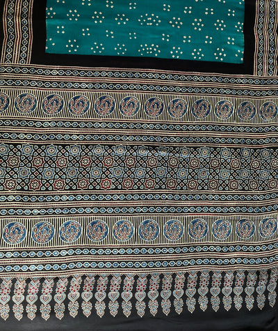 Hari Sari:HANDMADE AJRAKH BANDHEJ MODAL SILK SAREE