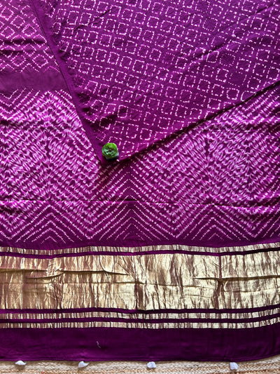 MANDAKINI: MAGENTA,HANDMADE NUI SHIBORI MODAL SILK DESIGNER SAREE