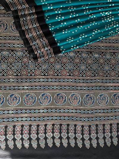 Hari Sari:HANDMADE AJRAKH BANDHEJ MODAL SILK SAREE