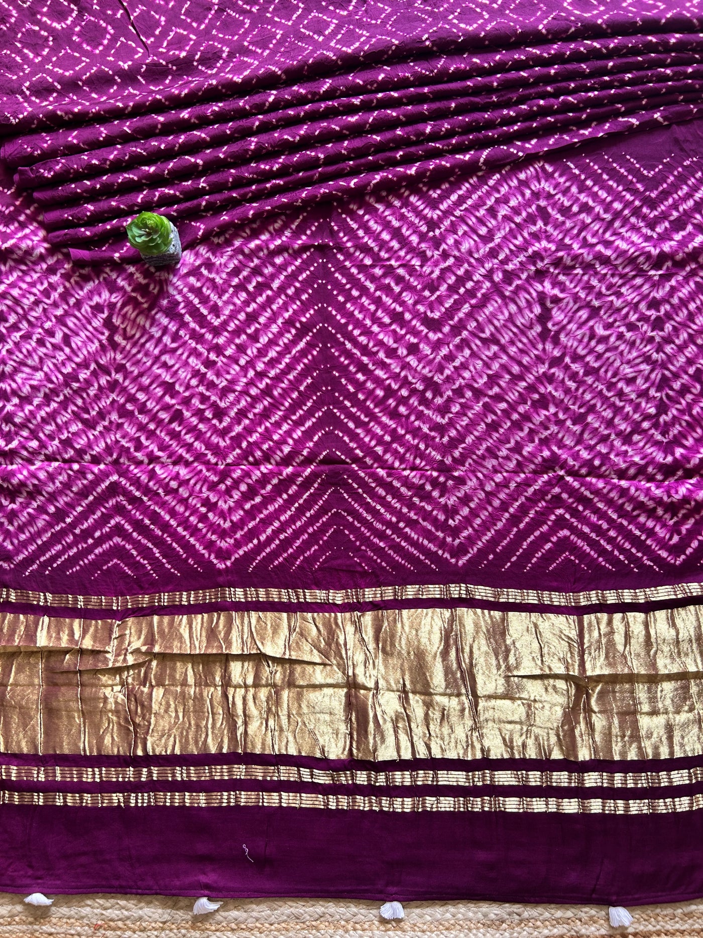 MANDAKINI: MAGENTA,HANDMADE NUI SHIBORI MODAL SILK DESIGNER SAREE