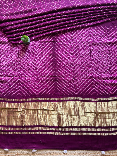MANDAKINI: MAGENTA,HANDMADE NUI SHIBORI MODAL SILK DESIGNER SAREE