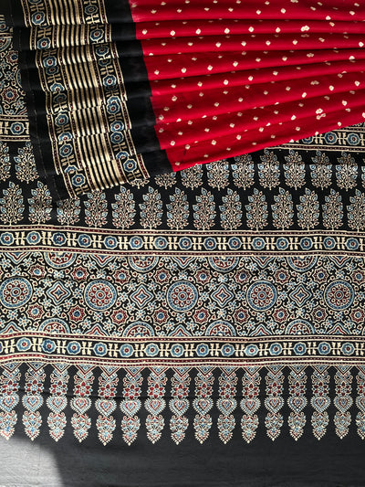Nazrana: HANDMADE BANDHANI AJRAKH MODAL SILK SAREE