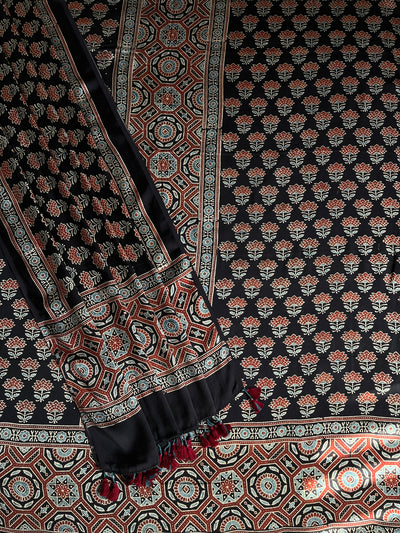 KUMUDINI :Handblock Ajrakh Modal Silk 2 piece Suit