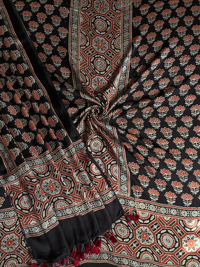 KUMUDINI :Handblock Ajrakh Modal Silk 2 piece Suit