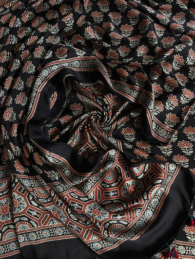 KUMUDINI :Handblock Ajrakh Modal Silk 2 piece Suit