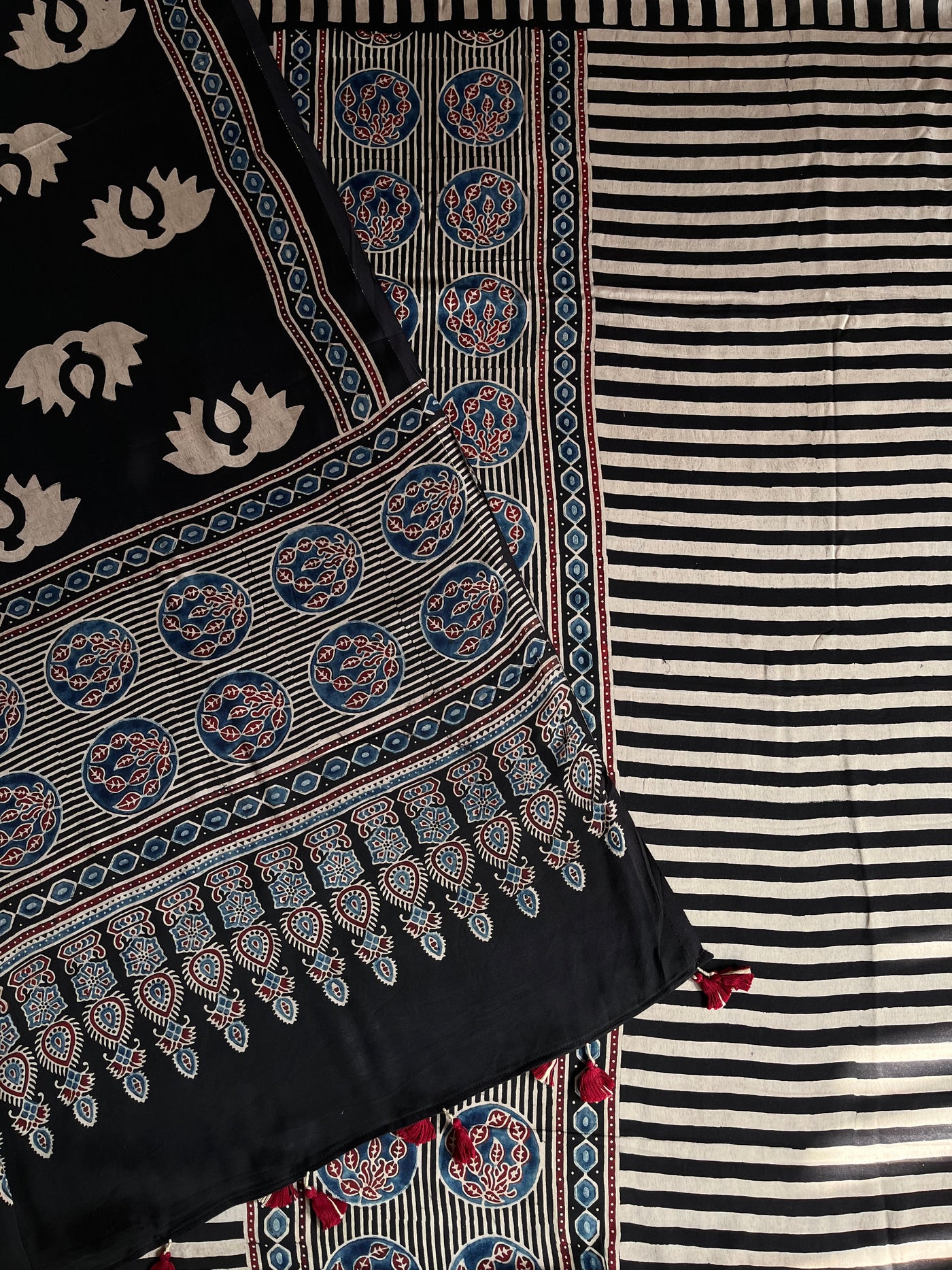 ANUSHKA :Handblock Ajrakh Modal Silk 2 piece Suit