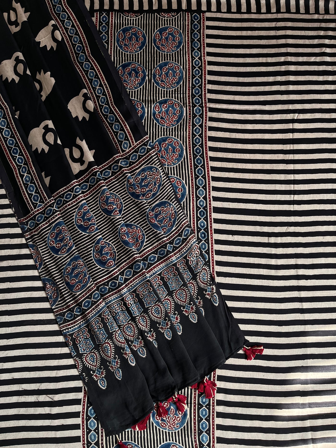 ANUSHKA :Handblock Ajrakh Modal Silk 2 piece Suit