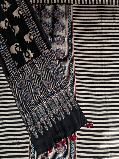 ANUSHKA :Handblock Ajrakh Modal Silk 2 piece Suit