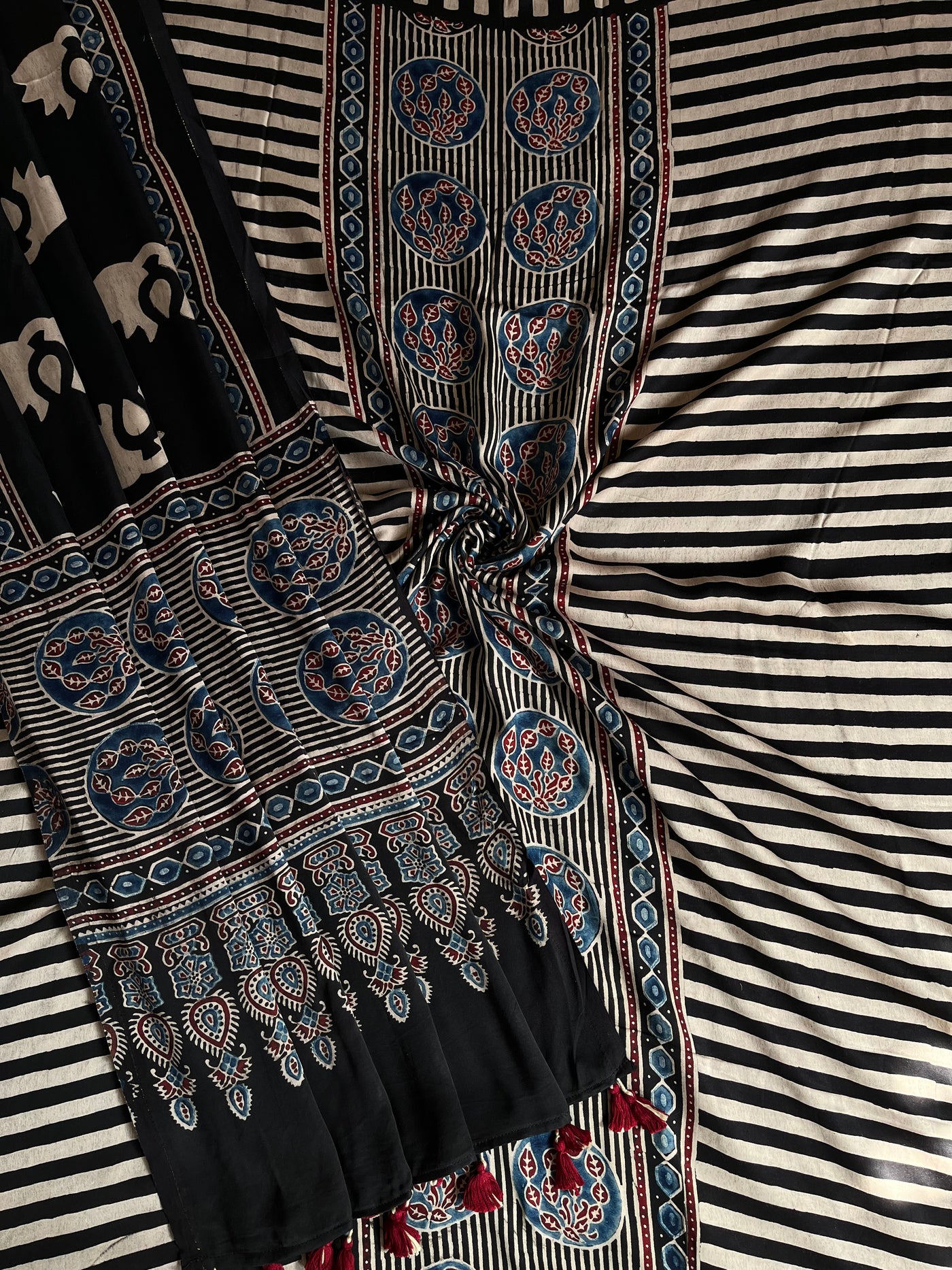 ANUSHKA :Handblock Ajrakh Modal Silk 2 piece Suit