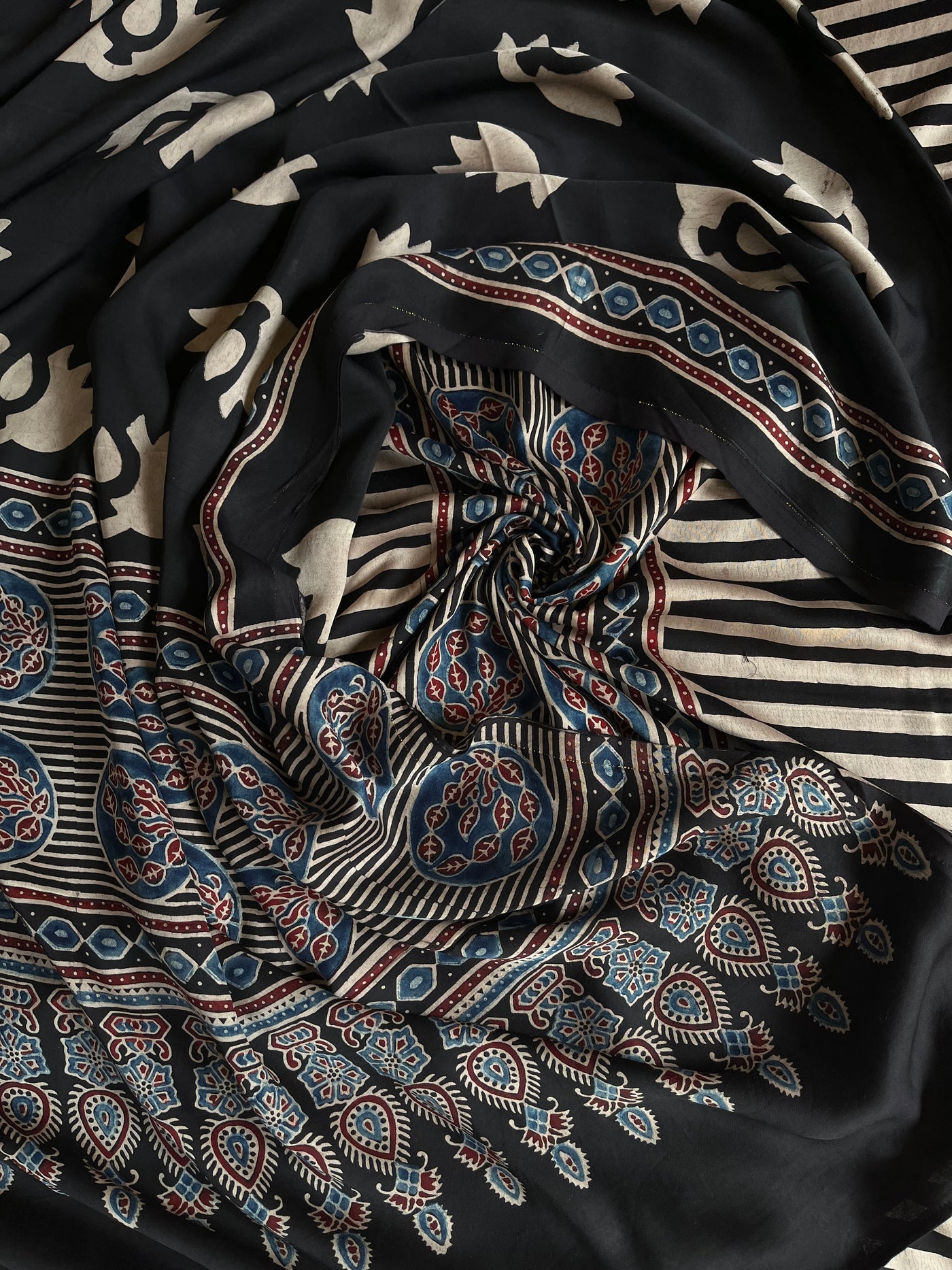 ANUSHKA :Handblock Ajrakh Modal Silk 2 piece Suit