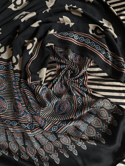 ANUSHKA :Handblock Ajrakh Modal Silk 2 piece Suit