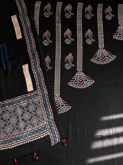 URVASHI :Handblock Ajrakh Modal Silk 2 piece Suit