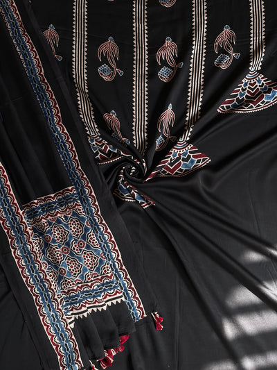 URVASHI :Handblock Ajrakh Modal Silk 2 piece Suit