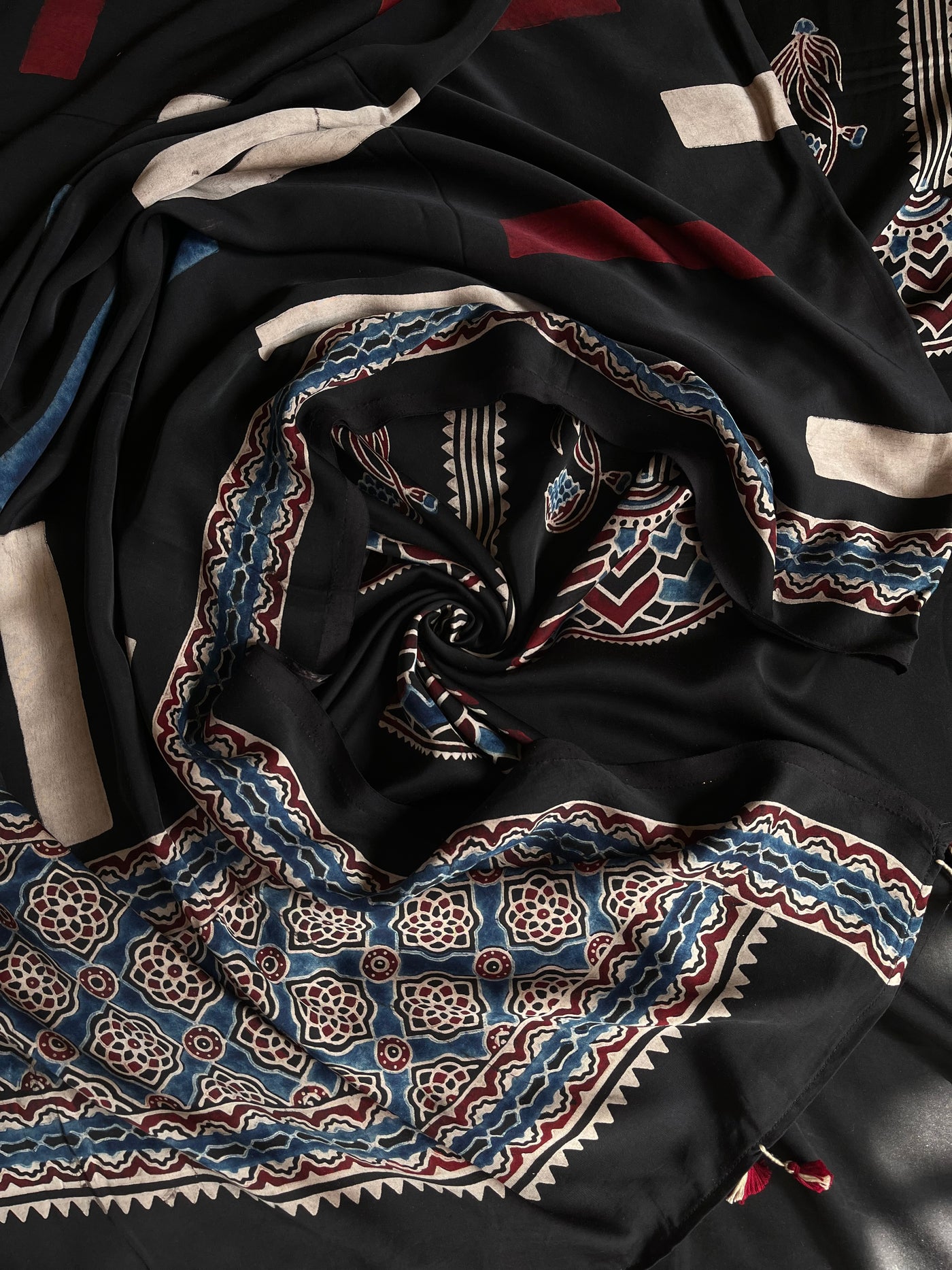 URVASHI :Handblock Ajrakh Modal Silk 2 piece Suit