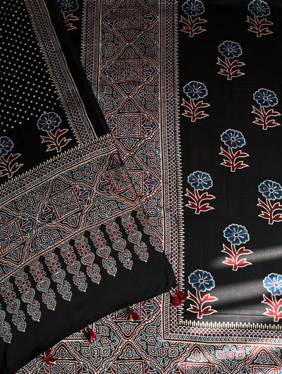 SNEHA :Handblock Ajrakh Modal Silk 2 piece Suit