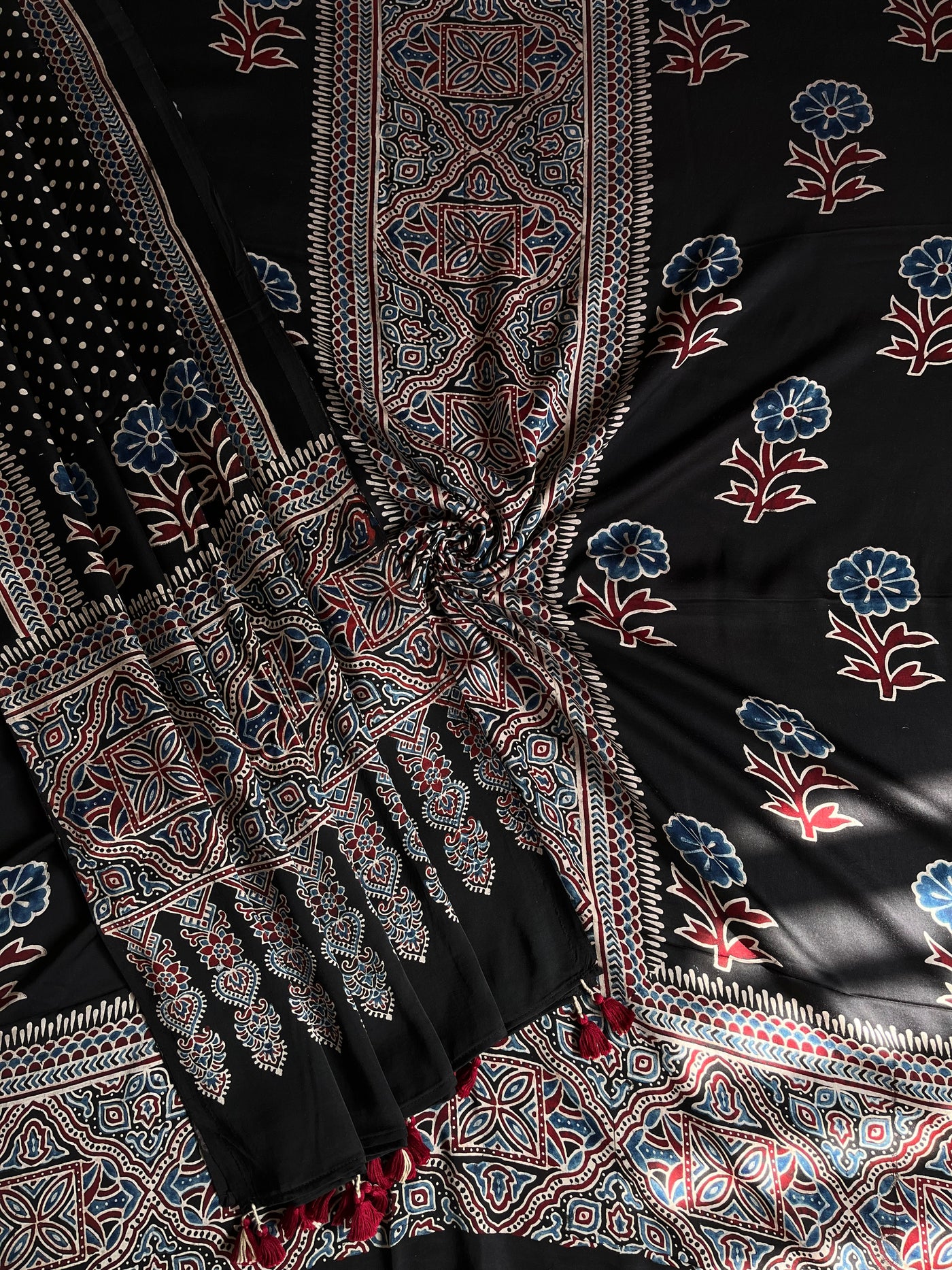 SNEHA :Handblock Ajrakh Modal Silk 2 piece Suit