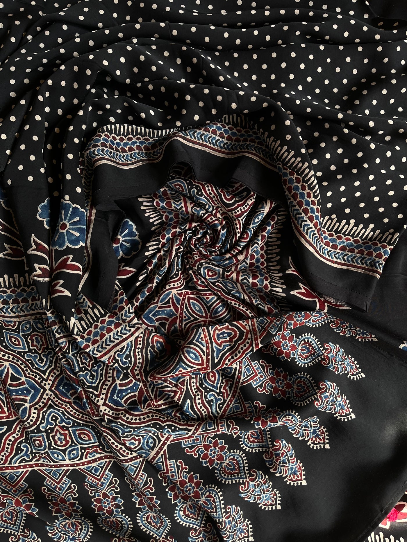 SNEHA :Handblock Ajrakh Modal Silk 2 piece Suit