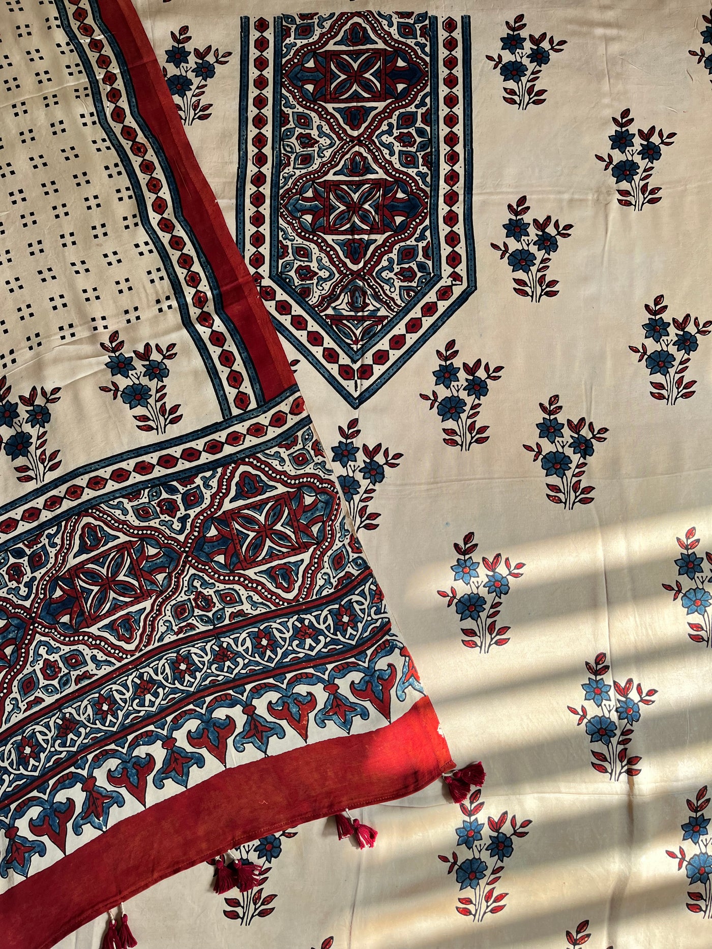 SAKSHI :Handblock Ajrakh Modal Silk 2 piece Suit