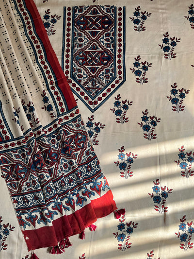 SAKSHI :Handblock Ajrakh Modal Silk 2 piece Suit