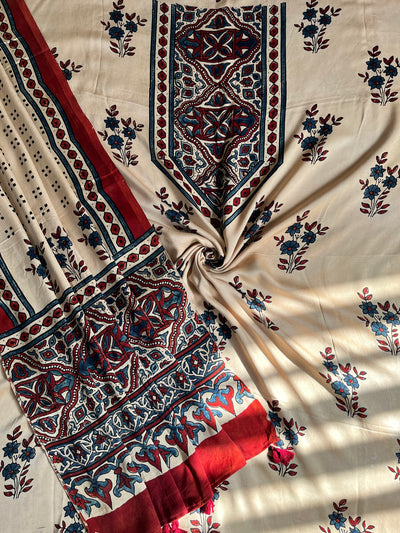 SAKSHI :Handblock Ajrakh Modal Silk 2 piece Suit