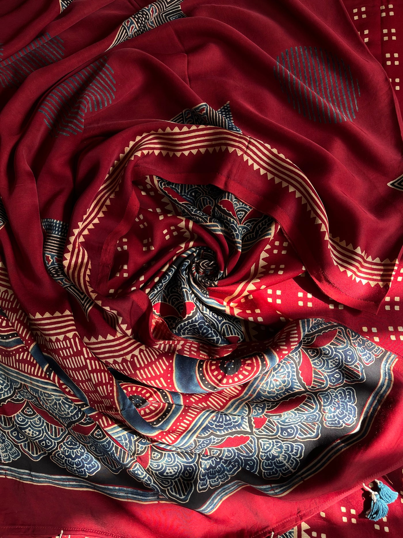 NAMRATA :Handblock Ajrakh Modal Silk 2 piece Suit