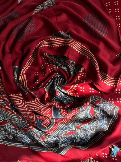 NAMRATA :Handblock Ajrakh Modal Silk 2 piece Suit