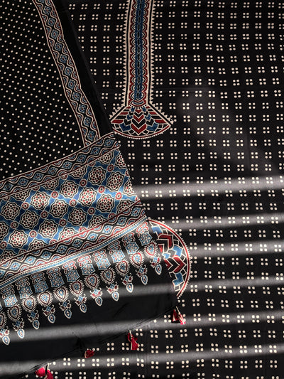 YUVIKA :Handblock Ajrakh Modal Silk 2 piece Suit