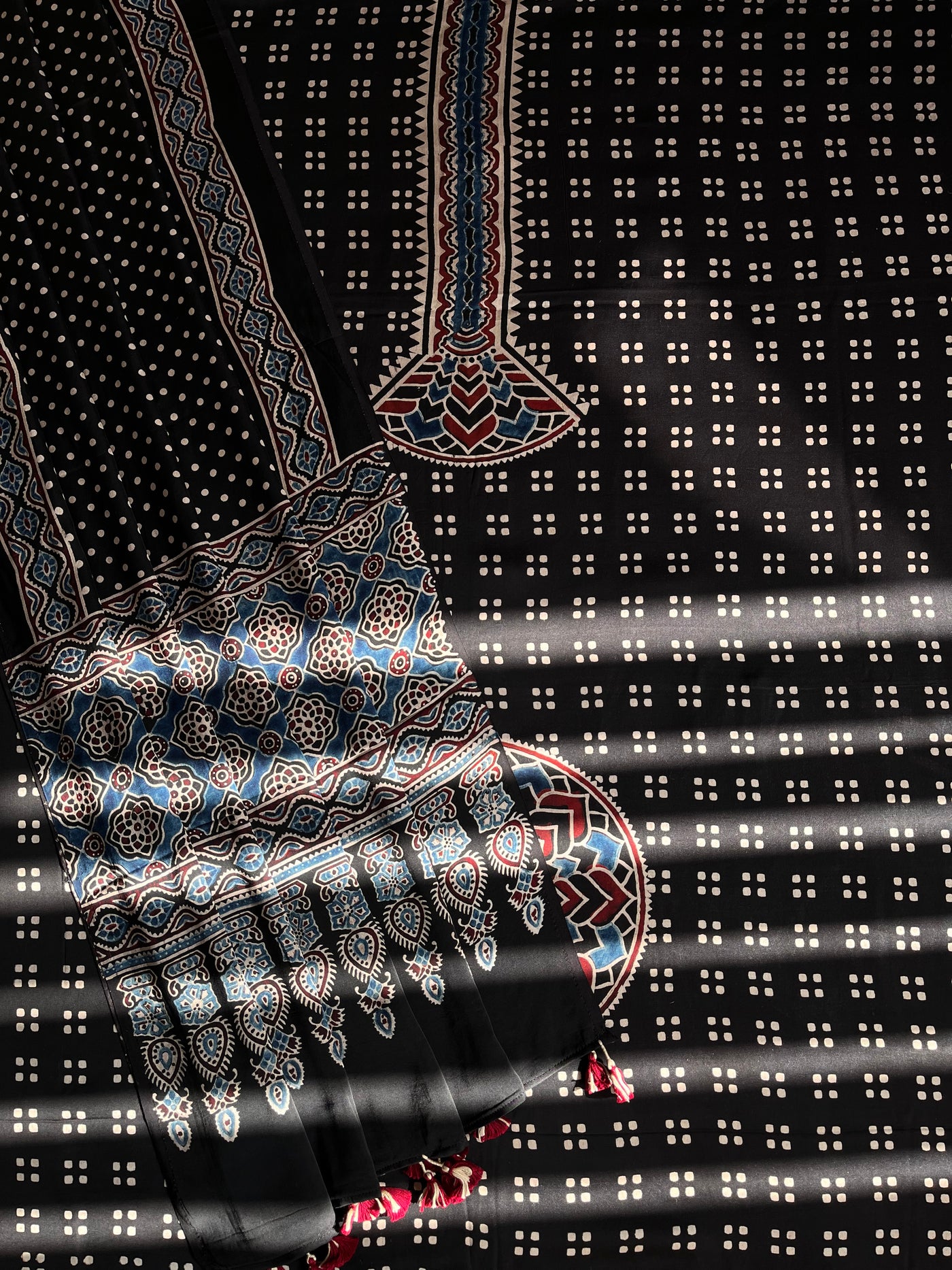 YUVIKA :Handblock Ajrakh Modal Silk 2 piece Suit