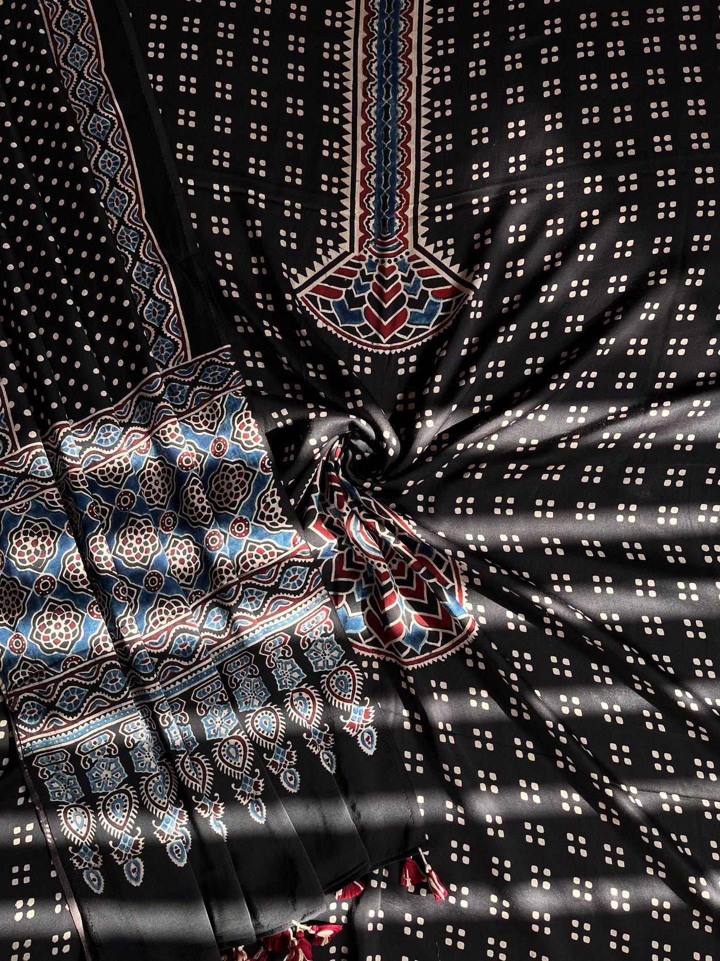 YUVIKA :Handblock Ajrakh Modal Silk 2 piece Suit