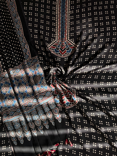 YUVIKA :Handblock Ajrakh Modal Silk 2 piece Suit