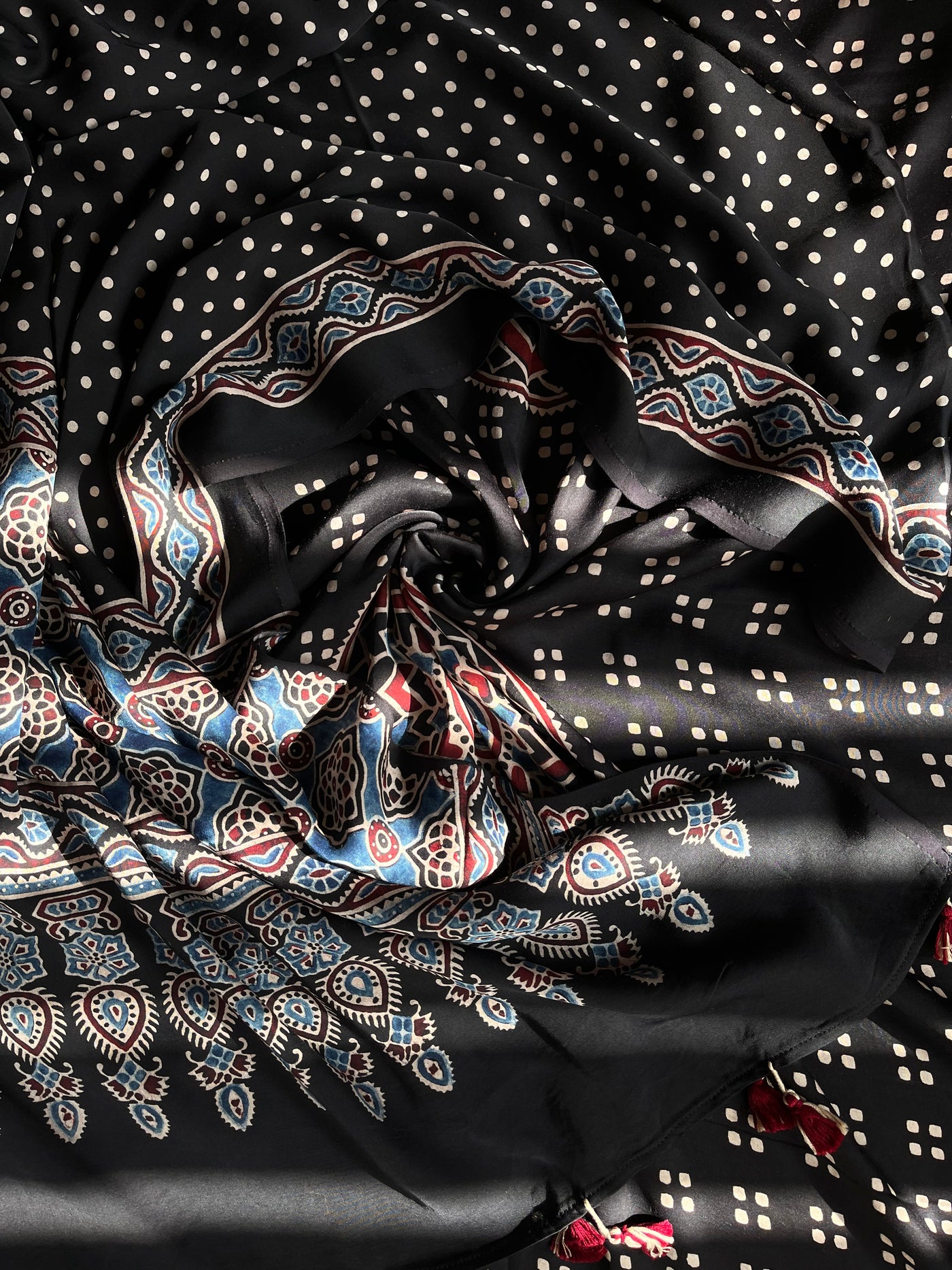 YUVIKA :Handblock Ajrakh Modal Silk 2 piece Suit