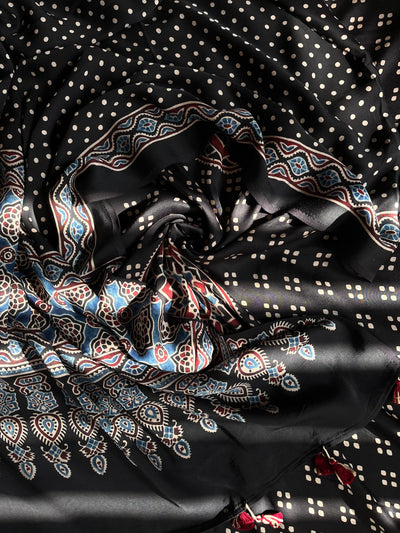 YUVIKA :Handblock Ajrakh Modal Silk 2 piece Suit